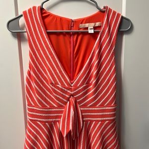 Hutch by Anthropology size SP Coral and White Stripe Dress, Lined Anthro EUC